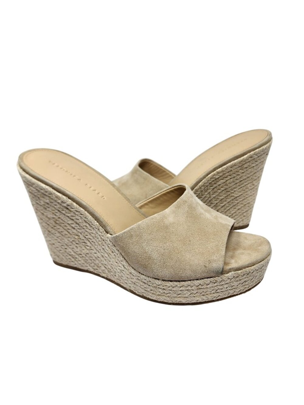 Veronica Beard Dali Wedge Suede & Jute Beige Espadrilles, Women's 11M